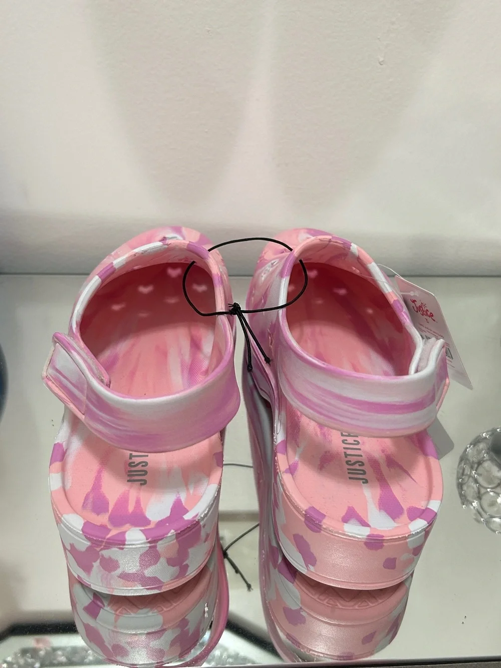 Justice Girls Clogs Size 13 Pink Purple Marble Star Cutout NWT